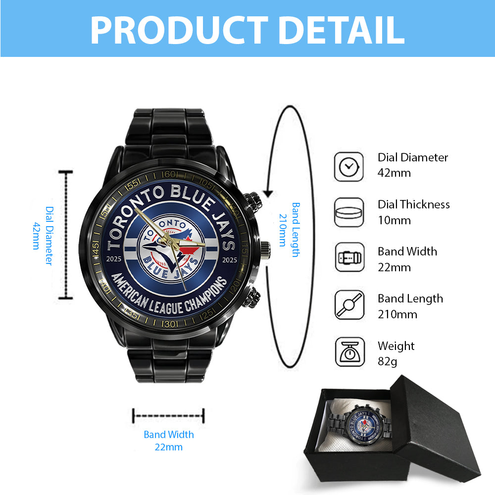 Toronto Blue Jays Black Stainless Steel Watch – TMTHU1939