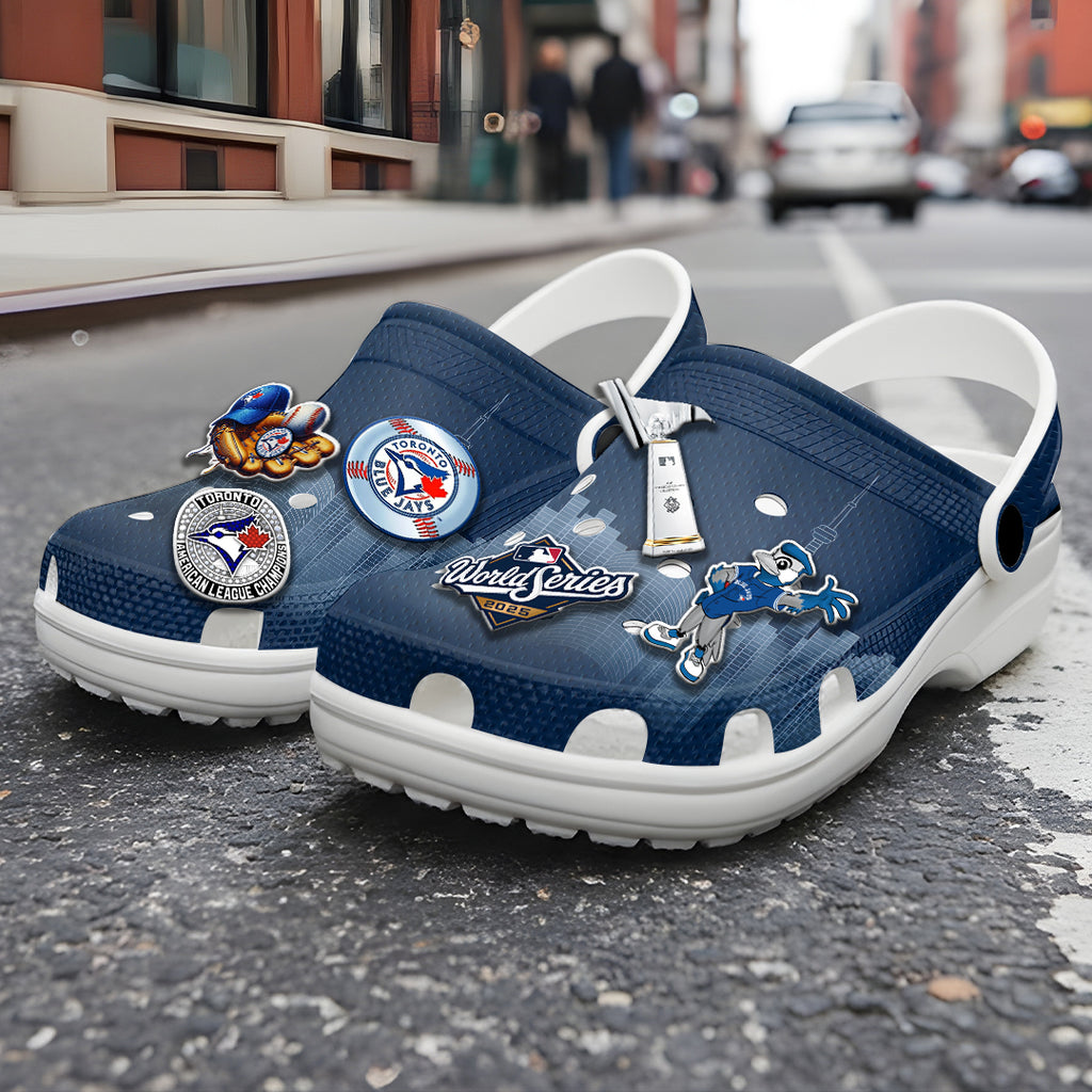 Toronto Blue Jays 2025 American League Champions Custom Clogs – HOATT15110