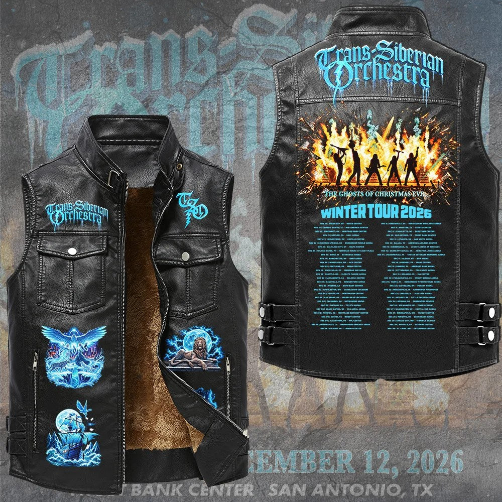 Trans-Siberian Orchestra 30th Anniversary Tour 2026 Premium 2D Sleeveless Leather Vest – GNE8866