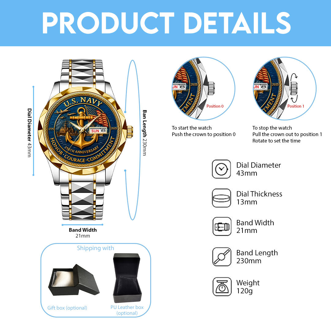 US Navy Alloy Luxury Quartz Watch – HOATT 11833