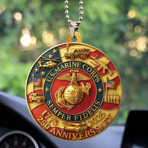 US Marine Corps 250th Anniversary Custom shape 2-sided Acrylic Car Ornament – TMTHU602