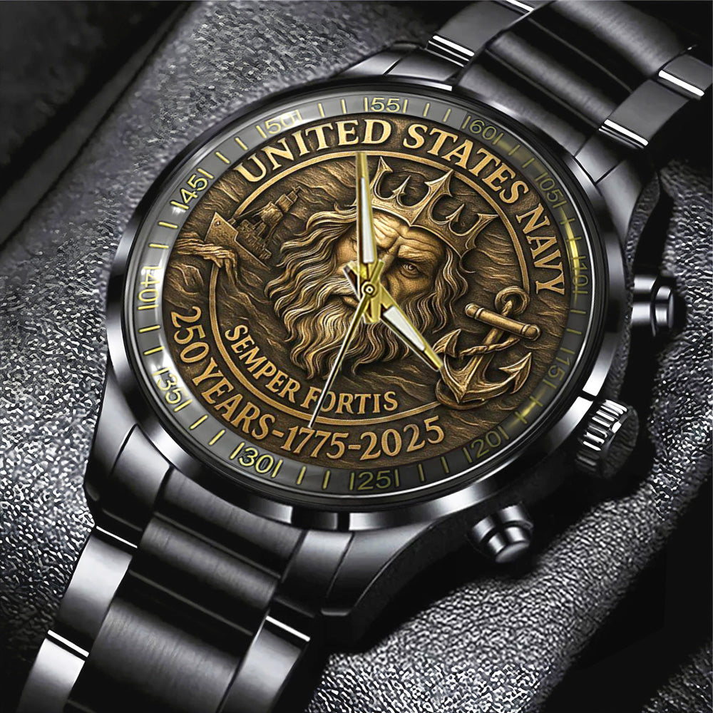 US Navy Black Stainless Steel Watch – TANTN16260