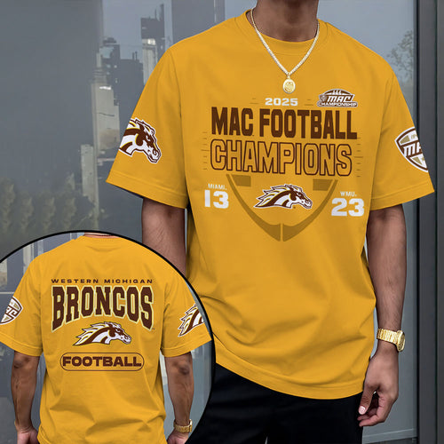 Western Michigan Broncos 2025 MAC Football Champions 3D Apparel – MAITM14080