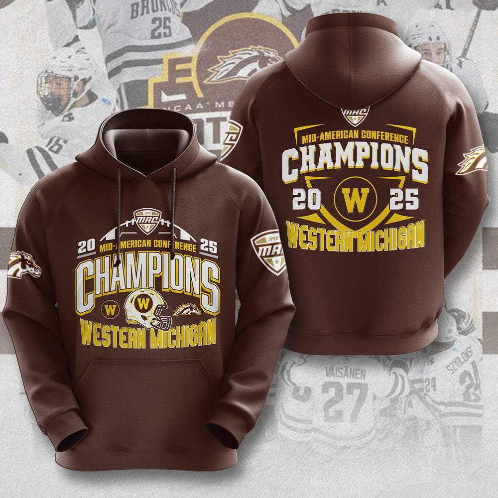 Western Michigan Broncos 2025 MAC Football Champions 3D Apparel – MAITM14078