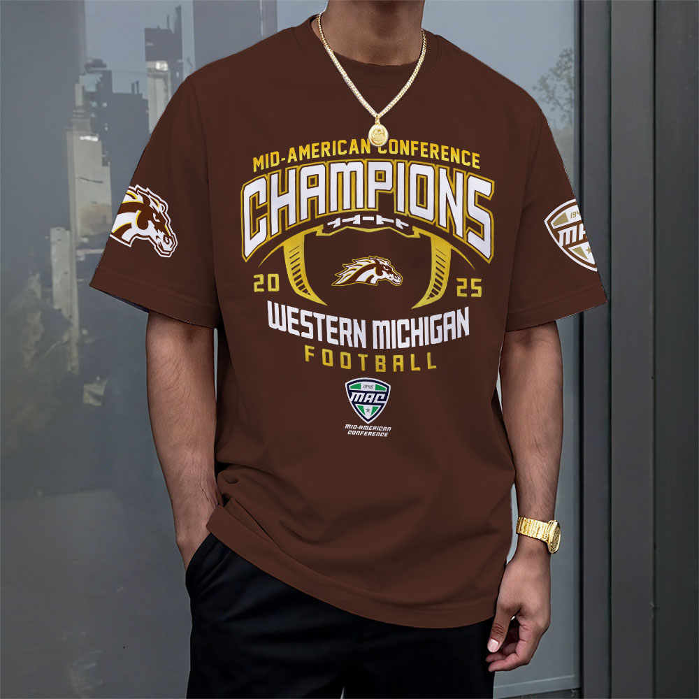 Western Michigan Broncos 2025 MAC Football Champions 3D Apparel – MAITM14079