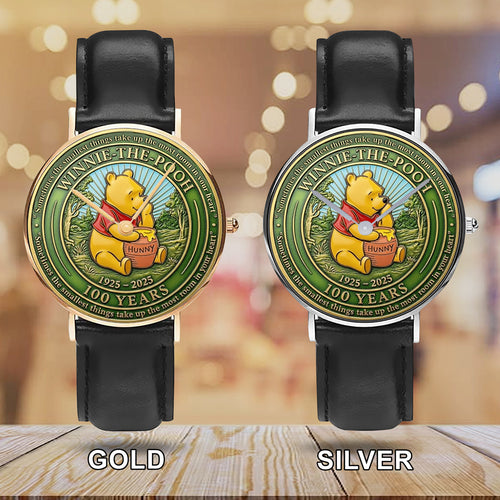 Winnie-the-Pooh 100th Anniversary Black Stitched Leather Watch – MAITM14502