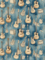 Musical Guitar Retro Style Pattern Shirt