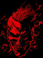 Energetic Red Skull Head With Hair Shirt