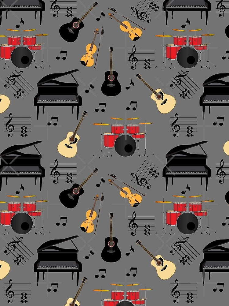Musical Instruments With Grey Shirt