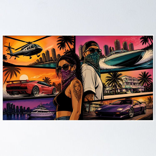 Vice City Chronicles - Retro Comic Art Design Poster