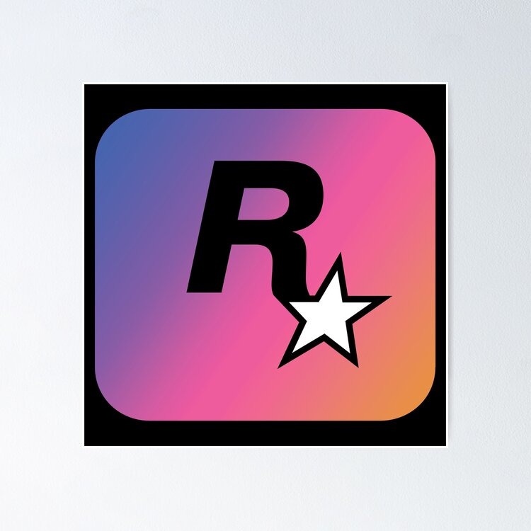 Rockstar Games GTA 6 Sunset Logo White Star Poster