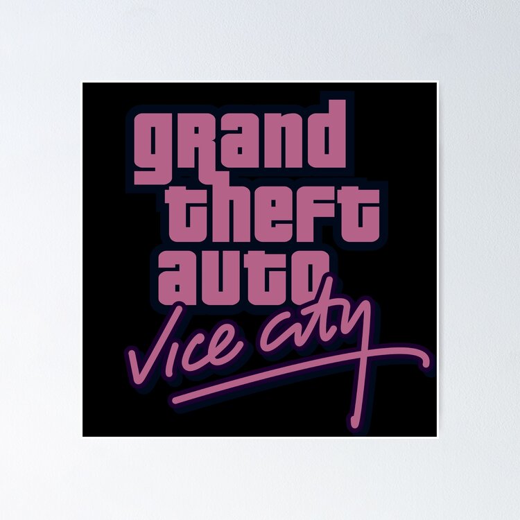 GTA Grand Theft Auto Logo Vice City Purple Pink Poster
