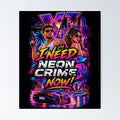 Neon Crime Retro Gaming - Synthwave Vice City Aesthetics Art Oversized Poster