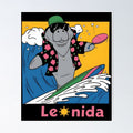 Leonida Surfing Shark Hawaiian Beach Retro Poster