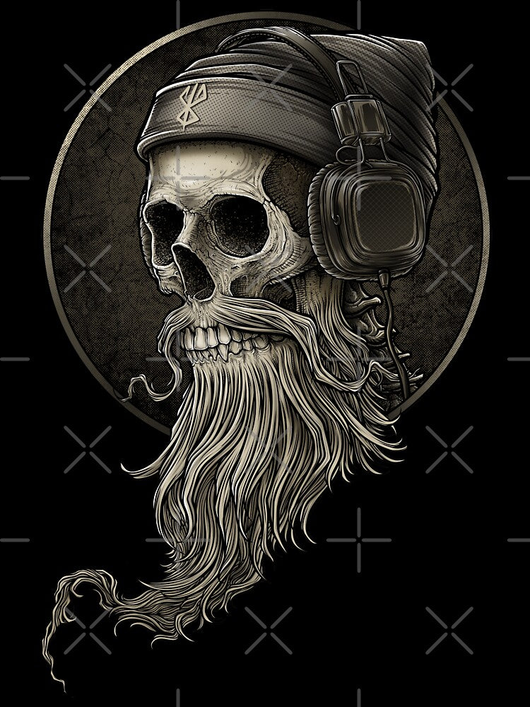 Viking Vintage Skull Beard With Headphone Shirt