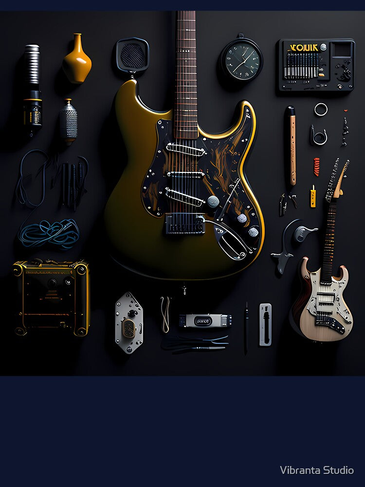 Electric Guitar Collection Modern Music Studio Art Print Shirt