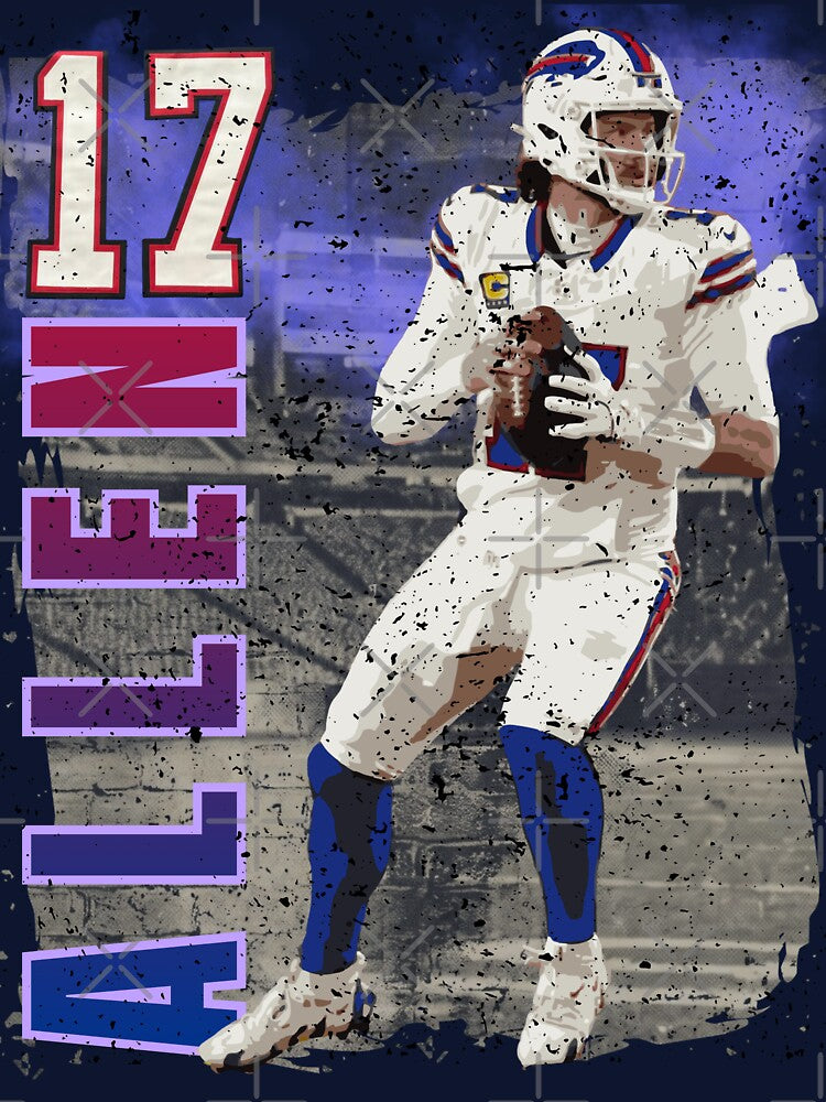 Josh Allen Buffalo Football Retro 90s Vintage Bootleg Style Road White Shirt