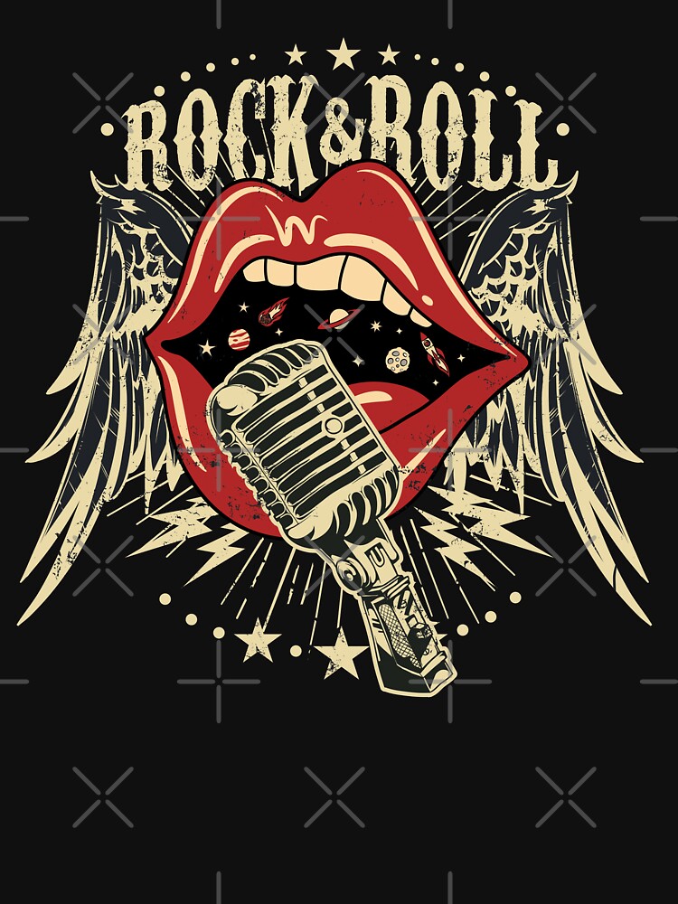 Music Art Lips Design Kiss Vintage Rock And Roll Shirt