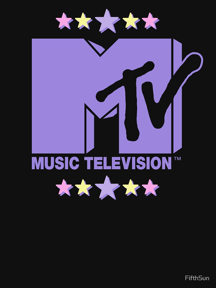 MTV Distressed Vintage Pastel Stars Purple Groovy Logo Shirt