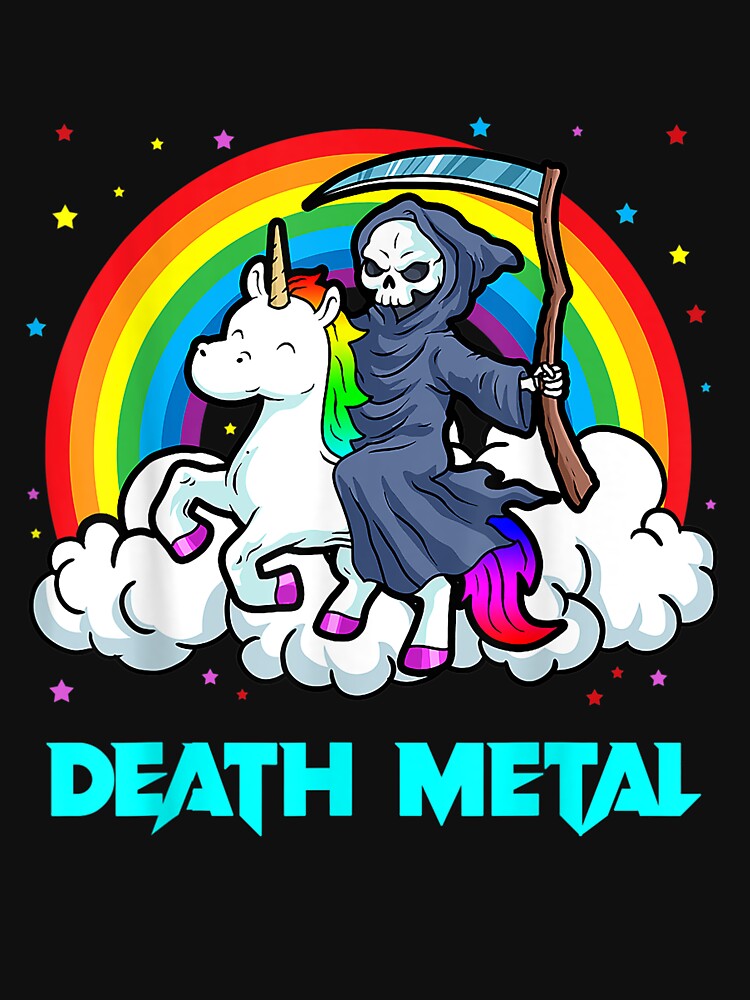 Death Metal Unicorn Rainbow Grim Reaper Heavy Metal Shirt