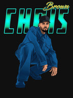 Urban R&B Hip Hop Artist Squatting Blue Streetwear Shirt