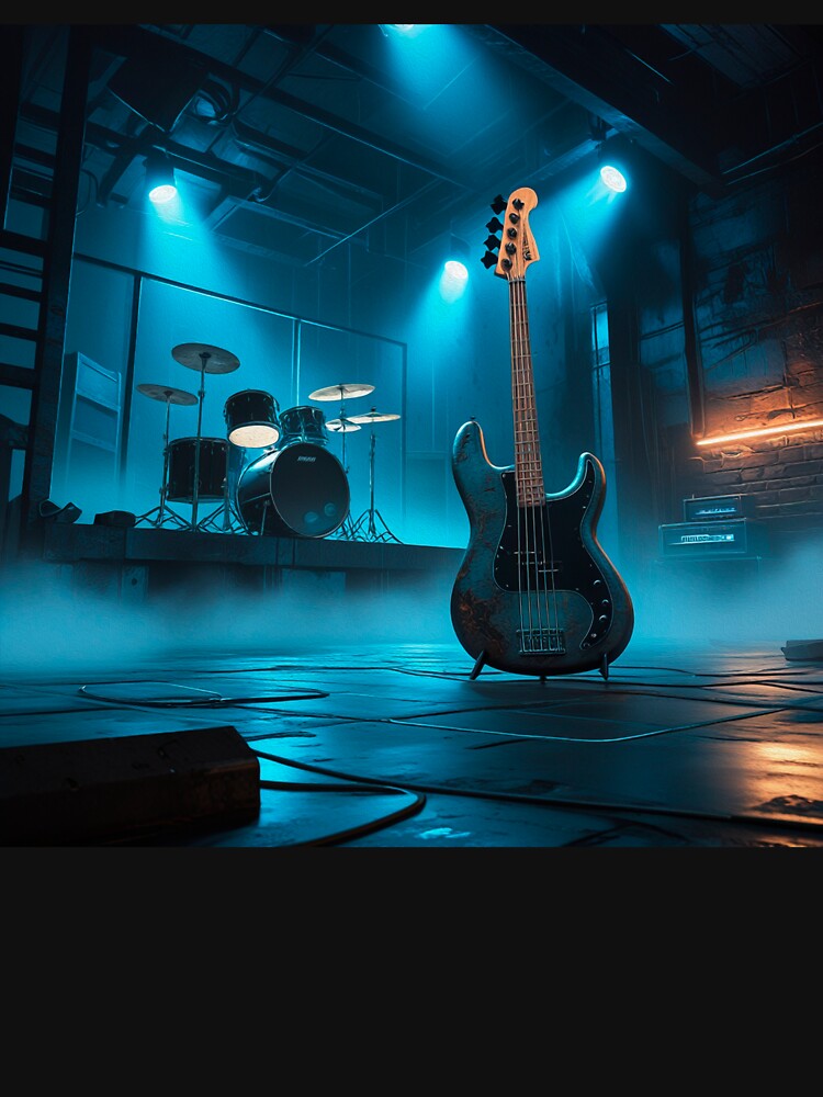 Textured Bass Groove Metal - Blue Spotlight Stage Design Shirt