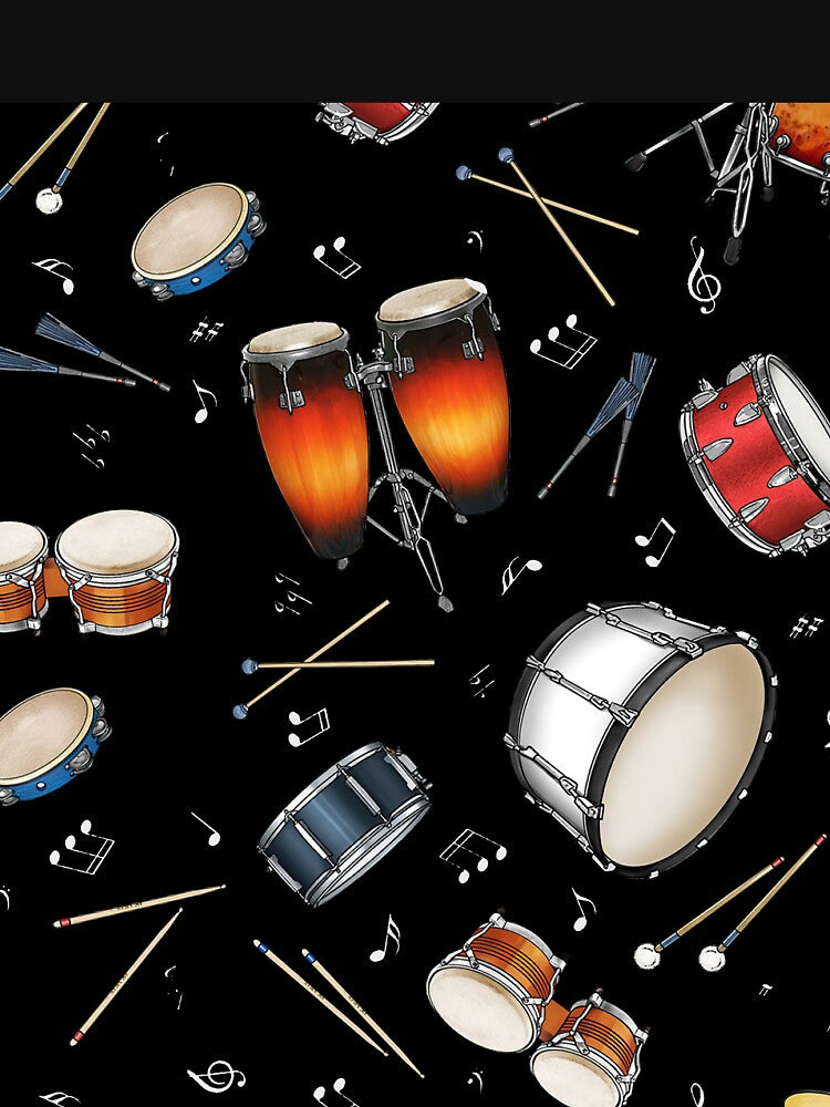 Drums On Black Shirt