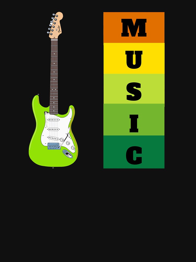 Music The Best Teacher Green Guitar Design Shirt