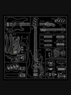 Bass Guitar Technical Blueprint Schematic Art Shirt