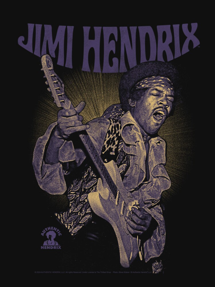 Jimi Hendrix Purple Yellow Guitar Portrait Shirt