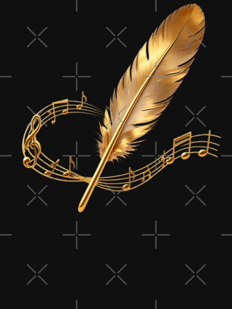 Solenne Gold Feathers And Musical Notes Shirt