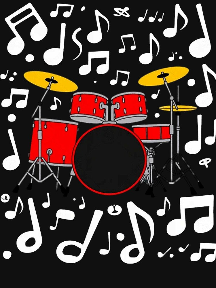 Drums Musical Notes Drummer Music Teacher Percussionist Shirt