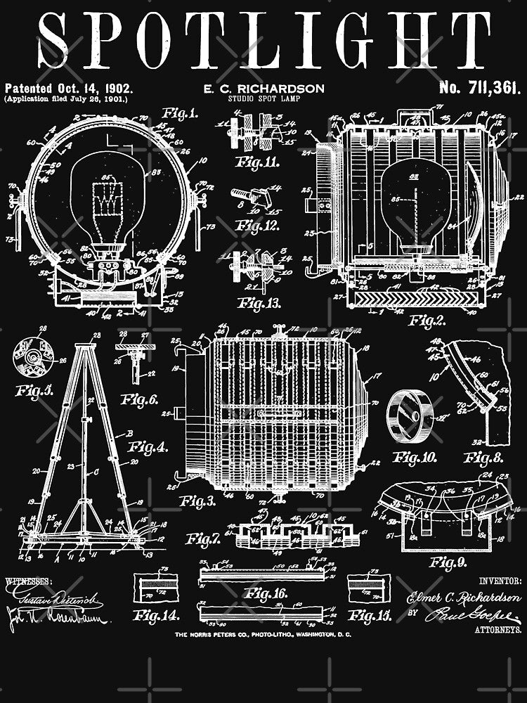 Spotlight Movie Film Theatre Lighting Gaffer Vintage Patent Shirt