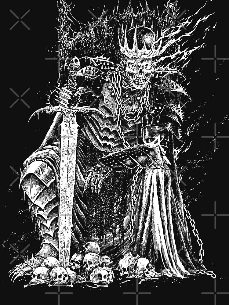 Death Skeleton Emperor Throne Black & White Shirt