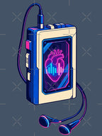 Retro Cassette Player Neon Heartbeat Music Equalizer Design Shirt