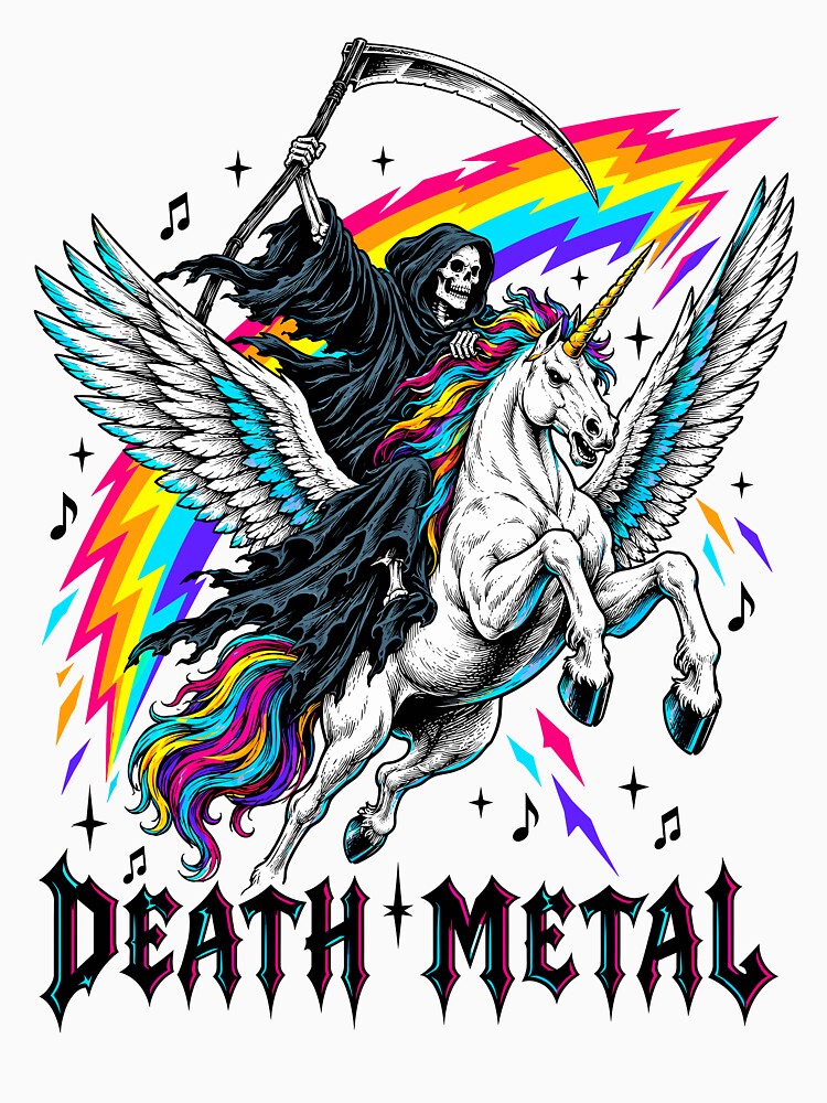 Death Metal Funny Grim Reaper Unicorn Rock Music Shirt