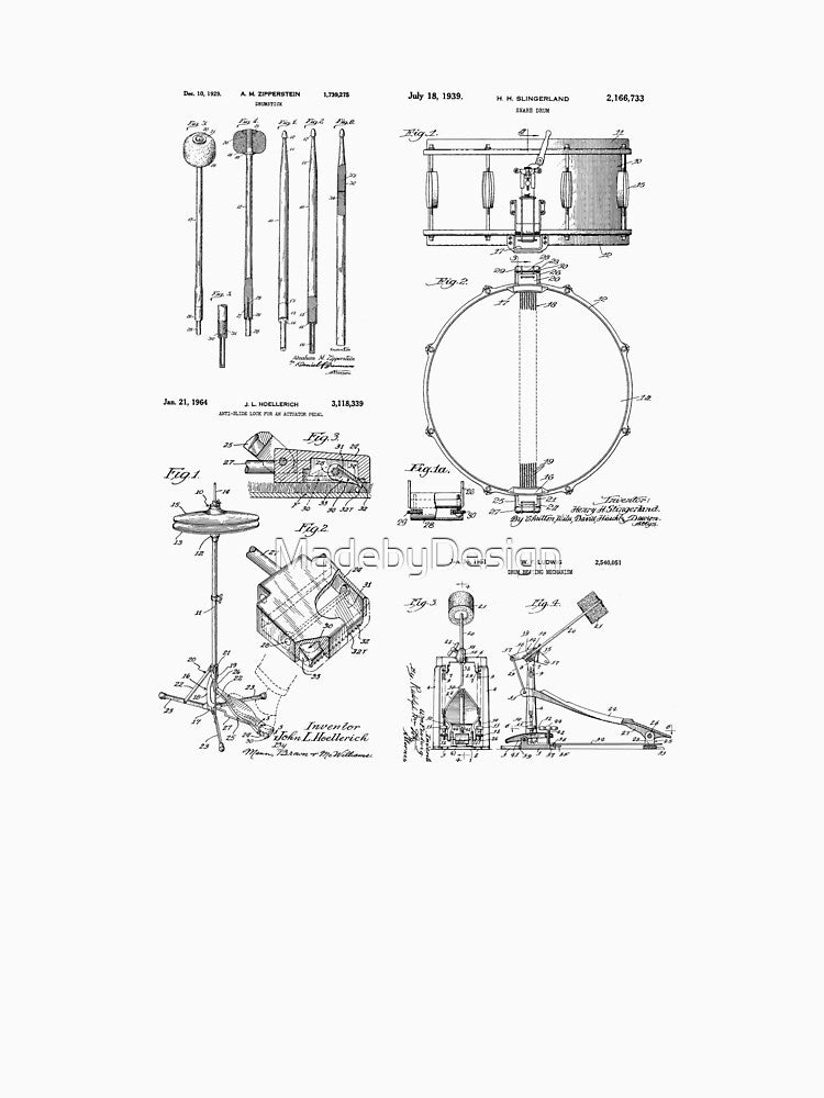 Drummer Kit Vintage Patent Print Shirt
