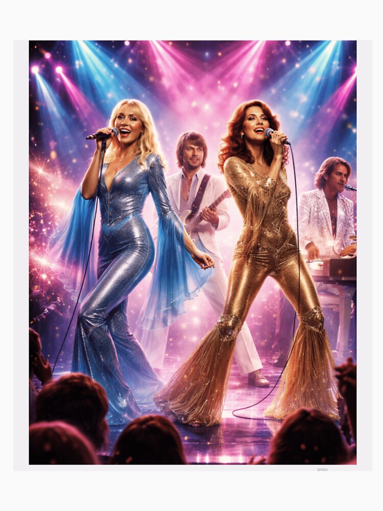 ABBA Neon Stage Performance Portrait Design Shirt