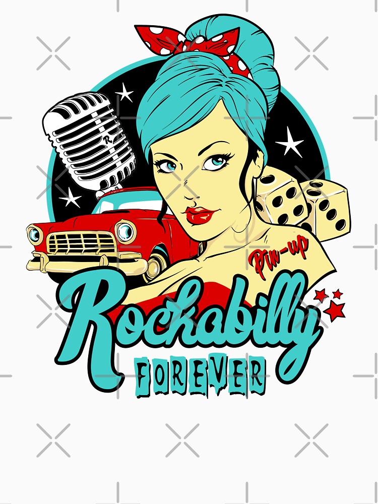 Rockabilly Pin Up Girl Sock Hop Vintage Car Rock And Roll Music Shirt