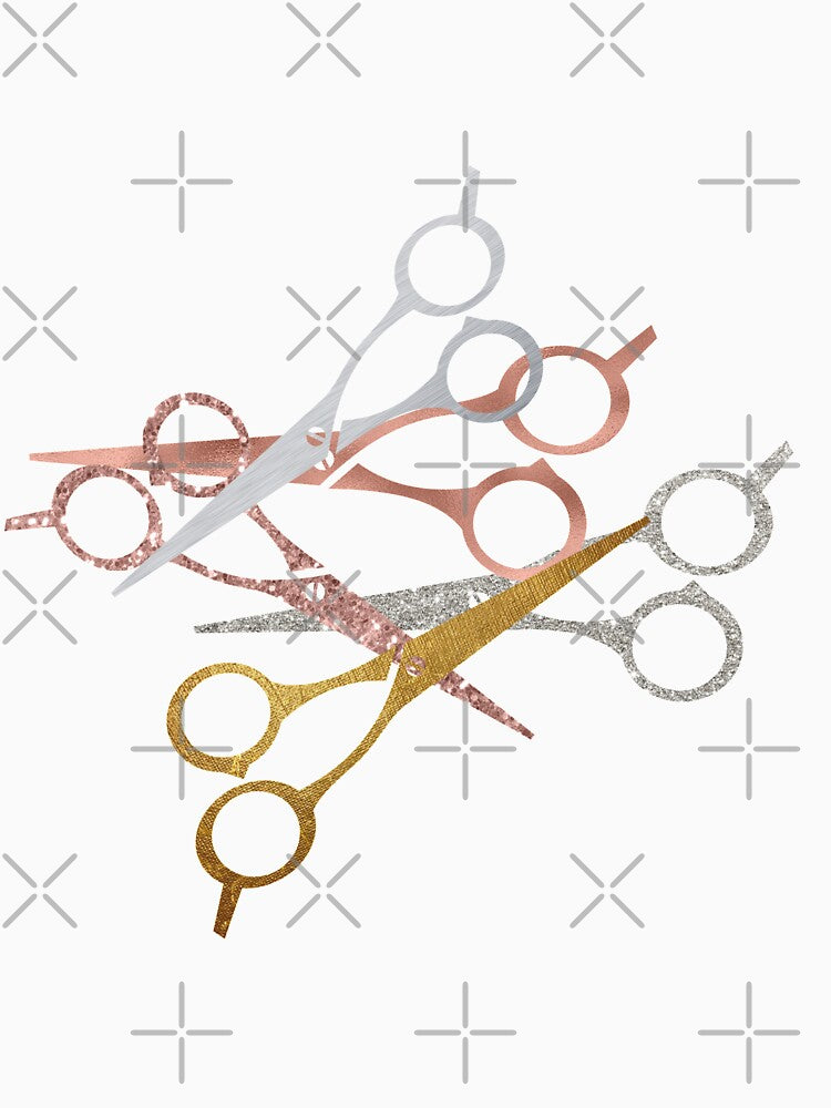 Metallic Scissors Hair Stylist Salon Shirt