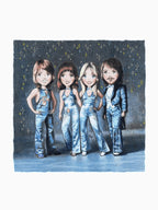 Blue Girl Group Retro Cartoon Design Shirt