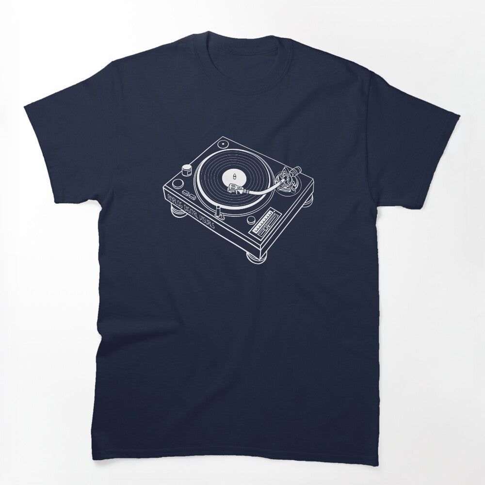 DJ Turntable Retro Graphic White Lines Note You May Need To Select A Shirt