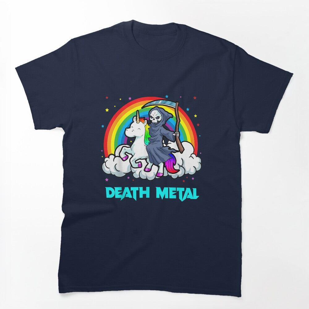 Death Metal Unicorn Rainbow Grim Reaper Heavy Metal Shirt