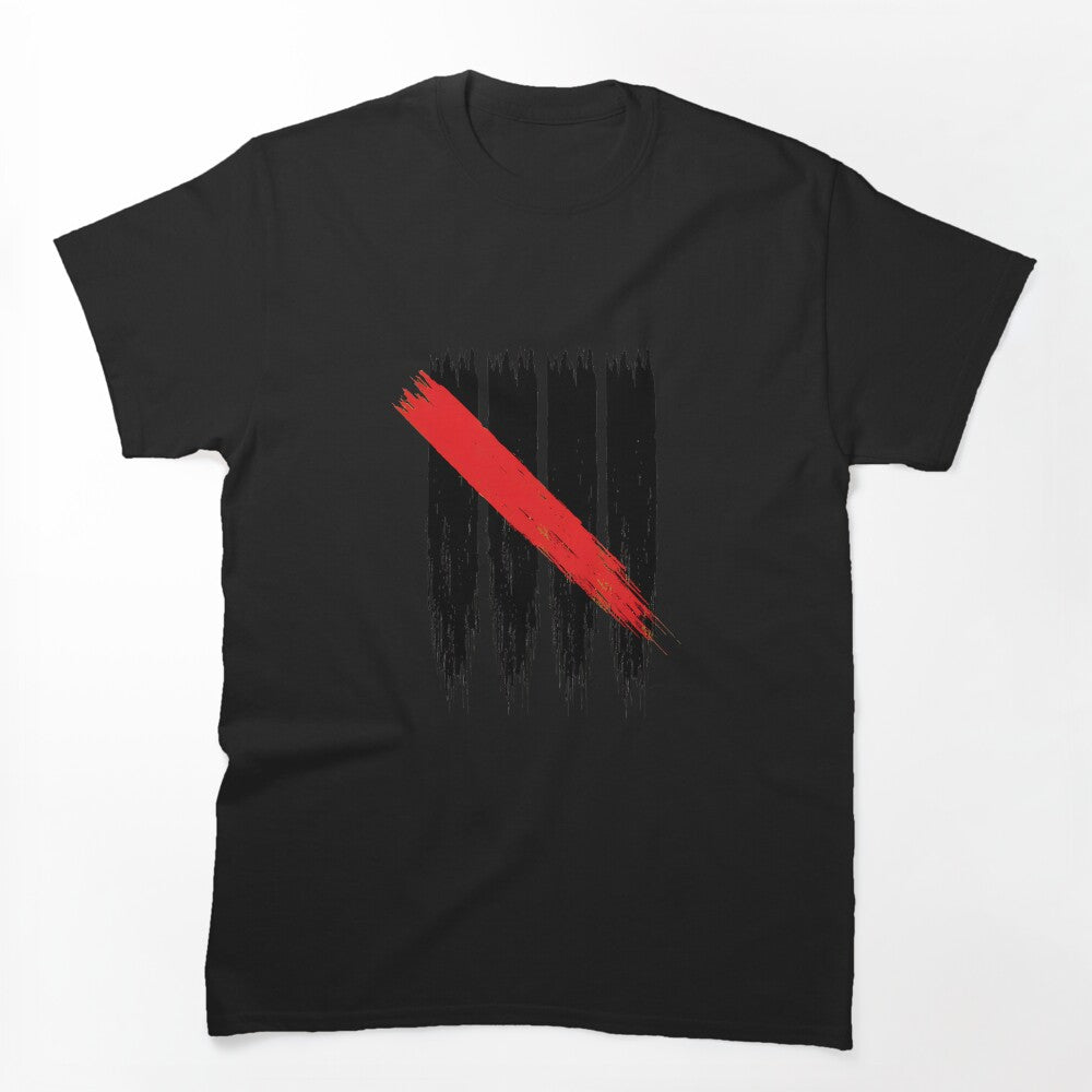 Grunge Tally Marks Red Diagonal Line Abstract Art Shirt