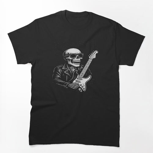 Cool Skeleton With Sunglasses And Guitar Rock & Roll Shirt