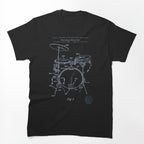 Music - U S Patent Retro Blueprint - Portable Drumkit Shirt