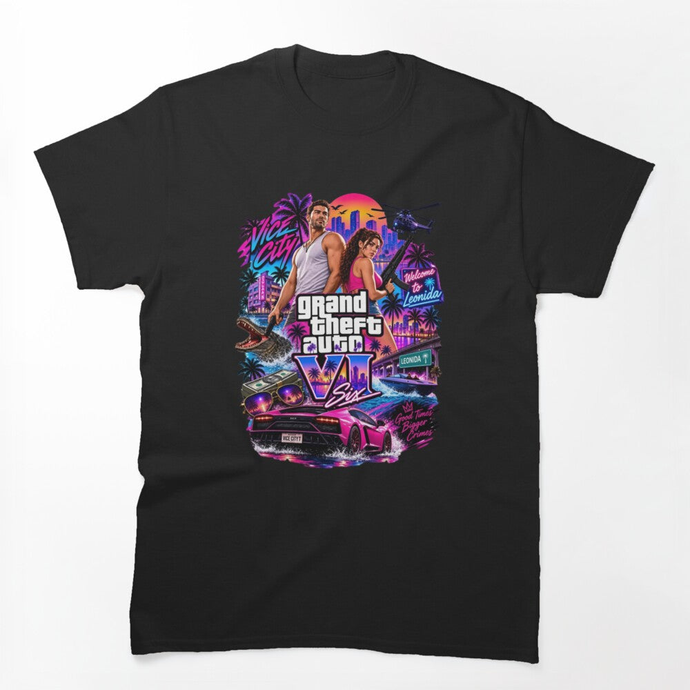 GTA 6 Vice City Grand Theft Auto VI Graphic Jason Lucia Gaming Shirt
