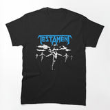 Blue Typography With Silhouette Style Speed Metal Band Shirt