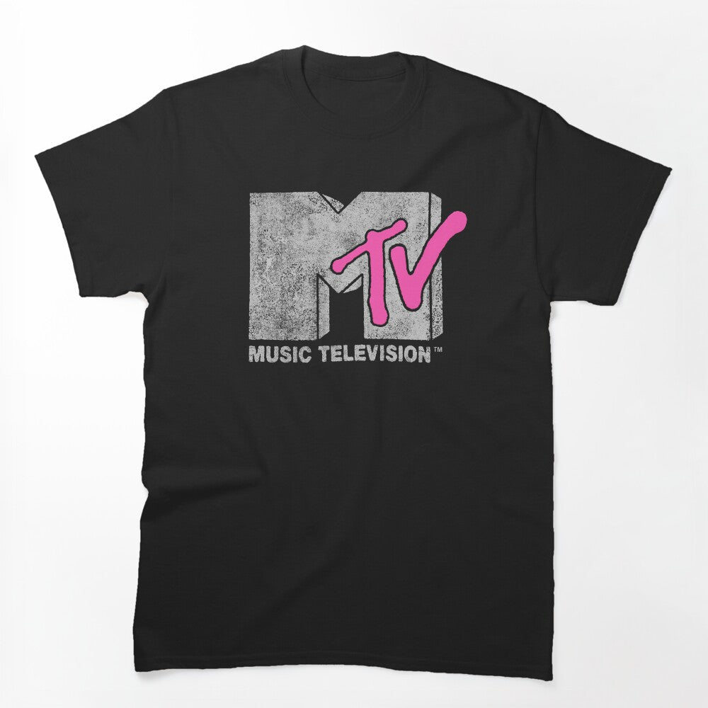 MTV Distressed Puffy Pink Vintage MTV Logs Shirt