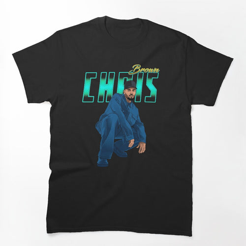 Urban R&B Hip Hop Artist Squatting Blue Streetwear Shirt